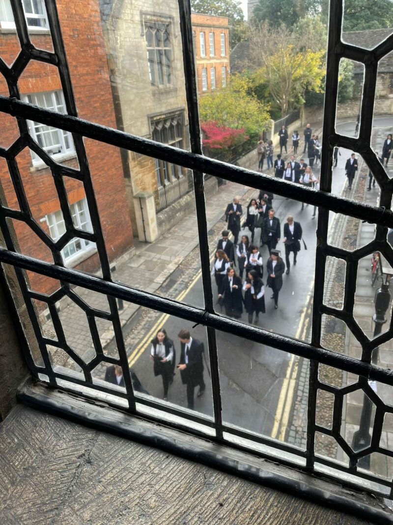 Freshers queuing up under the bridge